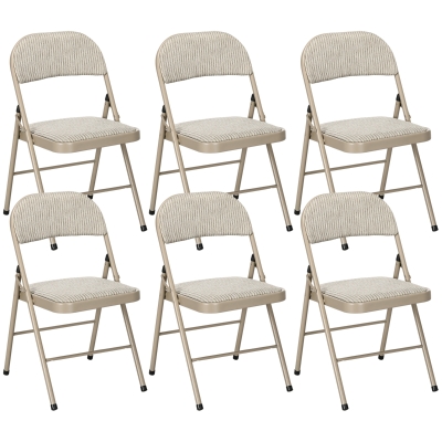 HOMCOM Lot de 6 Chaises Pliantes Salle à Manger Acier Beige