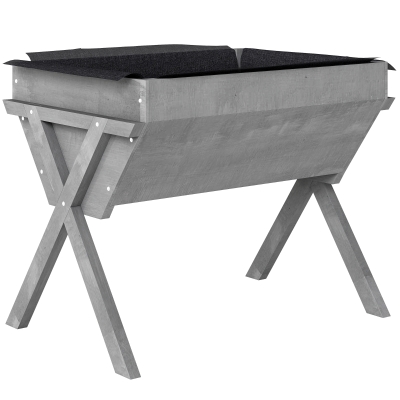 Outsunny Wooden Raised Planter Box with Legs Light Grey