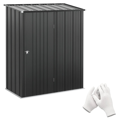 Outsunny Metal Storage Shed Black 5.3ft x 3.1ft