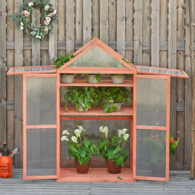 Outsunny Polycarbonate Greenhouse 80x47x138cm Orange