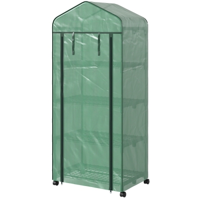 Outsunny Serre 4 Niveaux 69x50x165cm Acier Bâche PE Verte