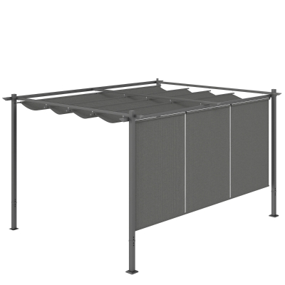 Outsunny Metal Pergola Retractable Roof Grey 3x4m