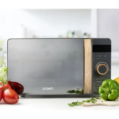Micro-ondes - DOMO - DO3420 - Gris avec finition boisée - L45,1 x P34,7 x H25,8 cm - 20 L - 5 niveaux de puissance - 700W