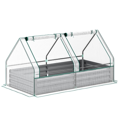 Raised Garden Bed with Greenhouse 185L x 95W x 92Hcm White and Dark Grey