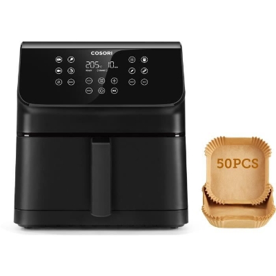 Friteuse sans huile COSORI - Premium II Chef Edition - Capacité 6,2L - 12 programmes - Pack 50 papiers cuisson - 1700W - Noir