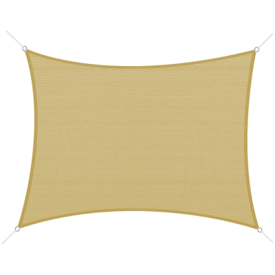 Outsunny Voile Ombrage HDPE 6x4m Beige Rectangulaire