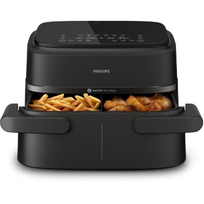 Friteuse sans huile - PHILIPS - NA150/00 - Airfryer Série 1000 - Panier flexible 7.L - Séparateur amovible - 2400W - Noir