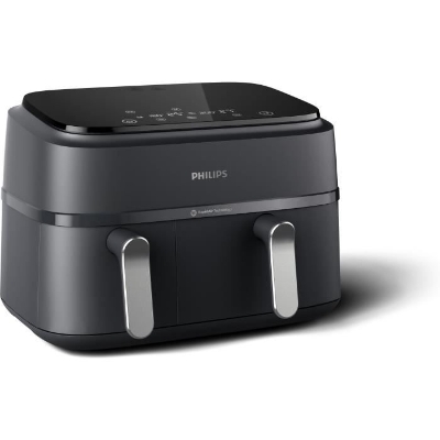 Friteuse sans huile - PHILIPS - NA351/00 - Airfryer Série 3000 double panier 9L - 8 préréglages - 2750W - Noir/Argent