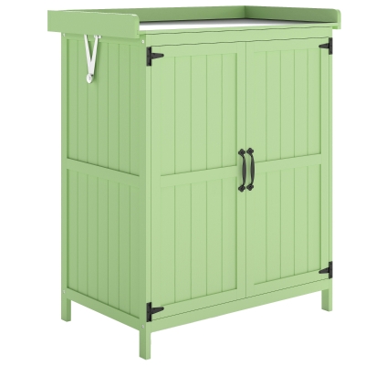 Outsunny Wooden Garden Storage Shed with Shelf Light Green