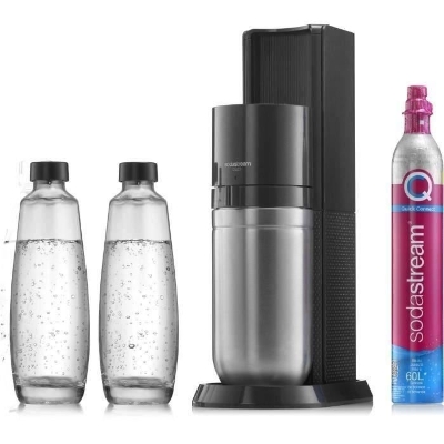 Machine a soda et eau pétillante SODASTREAM - DUO Noire - 2 carafes en verre - 1 recharge de gaz 60L