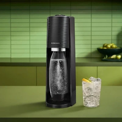 Machine a soda et eau pétillante SODASTREAM - TERRA Noire - 1 bouteille compatible lave-vaisselle - 1 recharge de gaz 60L