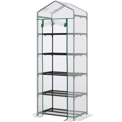 Outsunny 5 Tier Mini Greenhouse Metal Frame 69x49cm Transparent