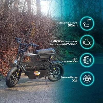 Draisienne électrique - URBANGLIDE - Thunder 160 - 400W - 16 - Adulte - Pliable - Gris