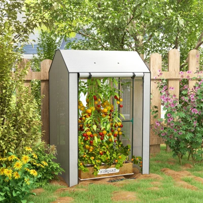 Outsunny Mini Greenhouse Portable 100x80cm White