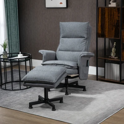 HOMCOM Fauteuil Massant Tissu Gris Télécommande 8 Zones