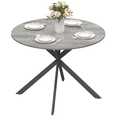 HOMCOM Table Ronde 4 Pers. Style Industriel Acier Gris