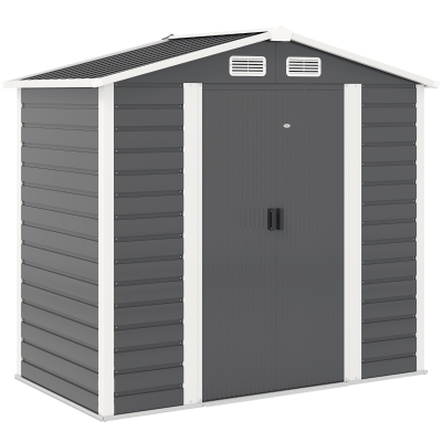 Garden Storage Shed 213W x 120D x 166/194H cm Dark Grey