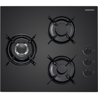 Plaque de cuisson a gaz - DAEWOO - 3 foyers - 60 cm - BH6GKR21BNL - Noir