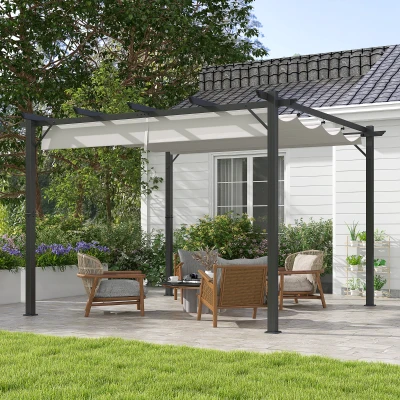 Outsunny Aluminium Pergola Canopy Light Grey 3x3m