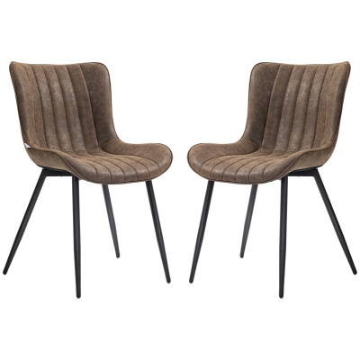 HOMCOM Lot de 2 Chaises Modernes Capitonnées Marron Salle à Manger