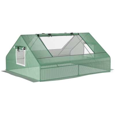 Outsunny Invernadero Pequeño para Cultivo con 4 Ventanas Enrollables Marco de Acero y Cubierta PE Anti-UV 180x140x80 cm Verde