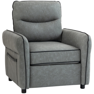 HOMCOM Faux Leather Accent Armchair - Grey
