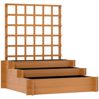 Outsunny Floreira de 3 Níveis com Treliça Hortal Vertical com Tecido não Tecido para Cultivos de Verduras Flores  95x95x110 cm Castanho