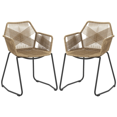 HOMCOM Chaises Salle Manger Bohème Corde Acier 2pcs