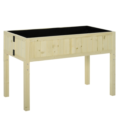 Outsunny Canteiro Elevado Dobrável para Horta Jardineira Elevada Exterior em Abeto com 4 Furos de Drenagem para Jardim Terraço Varanda 115x56x76 cm Cor Madeira