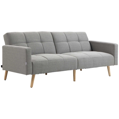 HOMCOM Canapé-Lit Convertible 205cm Effet Lin Gris