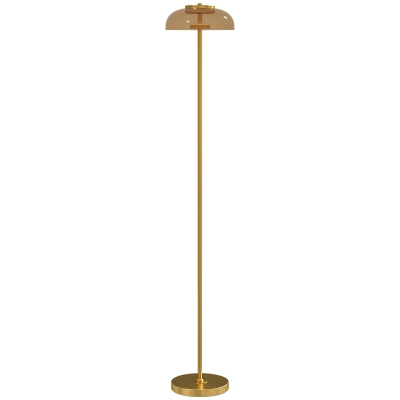 HOMCOM Lampadar de podea pentru living, lampă LED cu lumină caldă 3000 K și întrerupător la picior, Ø25x134cm, nuanță alamă
