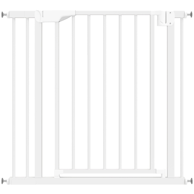 PawHut Treppenschutzgitter Absperrgitter ohne Bohren mit automatische Schließung für Kinder Küche Treppe 76-89 x 76 cm Weiß