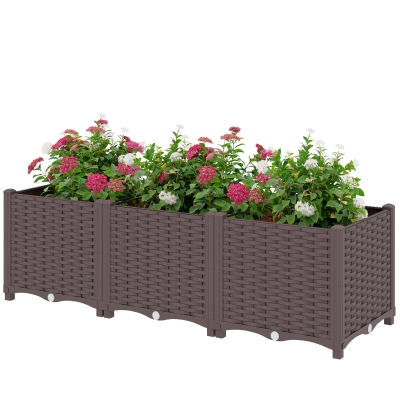 Outsunny Jardinière Surélevée Plastique Auto-Irrigante 120x40x37cm