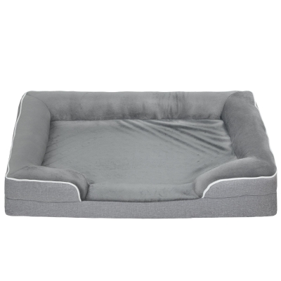 PawHut Cama para Perros Medianos Cama para Gatos con Base Antideslizante Funda Extraíble y Lavable 91,5x68,5x16,5 cm Gris