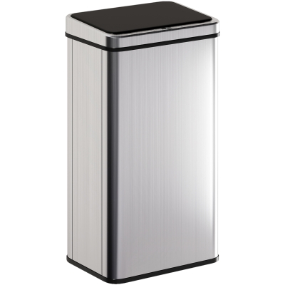 HOMCOM Sensor Bin 50L Stainless Steel Automatic Trash Can with Soft-Close Lid Motion Sensor 35.5 x 26 x 67 cm Silver