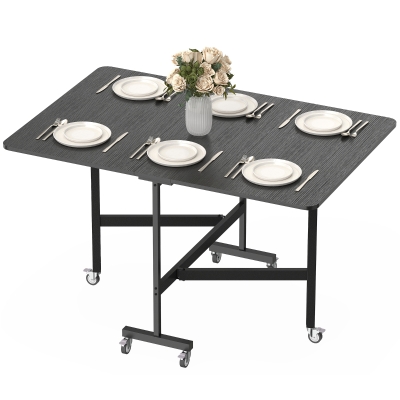 HOMCOM Table à Manger Pliante 120x80cm Noir avec Roulettes