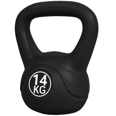 HOMCOM Kettlebell 14kg Musculation Poignée Ergonomique Noir