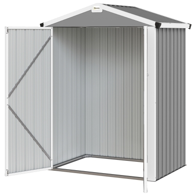 Outsunny Abri de Jardin Acier 1,1m² Portes Verrouillables Gris