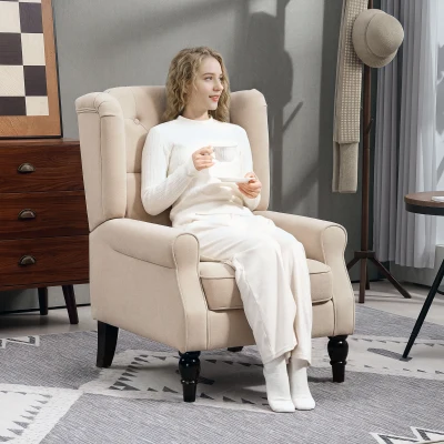 HOMCOM Poltrona per Salotto in Stile Francese con Cuscini Beige