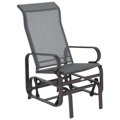 Outsunny Fauteuil à Bascule de Jardin Bain de Soleil Bascule Textilène Etanche 75L X 60L X 104Hcm Brun