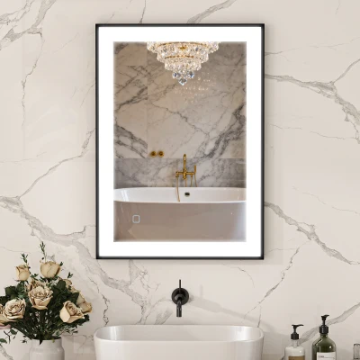 HOMCOM Specchio da Bagno con Illuminazione a LED Regolabile Nero