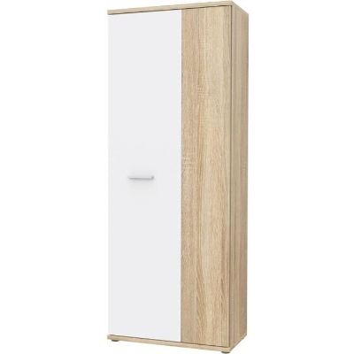 Armoire a chaussures MISCA - Décor chene sonoma et blanc mat - L69 x  P35 x H179cm