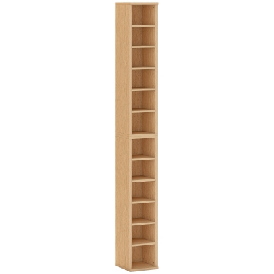HOMCOM Set of 2 CD Media Display Shelf Unit Tower Rack with Adjustable Shelves, Natural