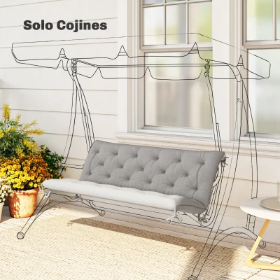 Outsunny Cojín para Banco de Jardín con Respaldo Relleno Grueso y Cintas de Sujeción para Interior y Exterior 150x98x8 cm Gris