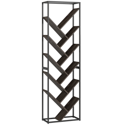 HOMCOM Industrial 10-Shelf Bookshelf Black/Grey
