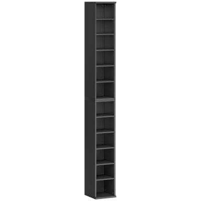HOMCOM Set of 2 CD Media Display Shelf Unit Tower Rack with Adjustable Shelves, Black