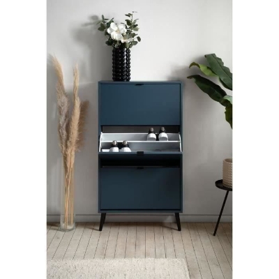 Meuble a chaussures - Bleu nuit - 12 paires - L70 x P24 x H125 cm - VIGO