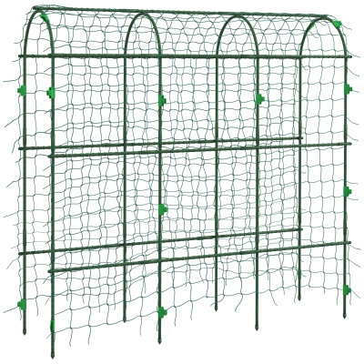 Outsunny Metal Garden Arch Trellis with Climbing Net Outdoor