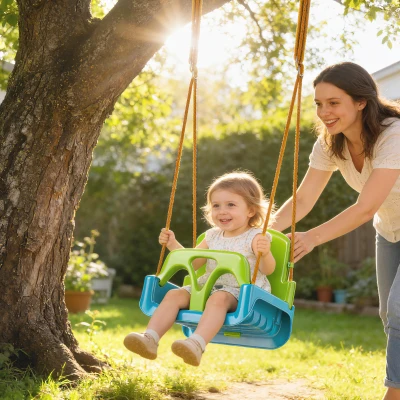 Outsunny Kinderschaukel 3-in-1 für Innen & Außen, verstellbares Seil und Sicherheitsgurt, 9-36 Monate, Grün