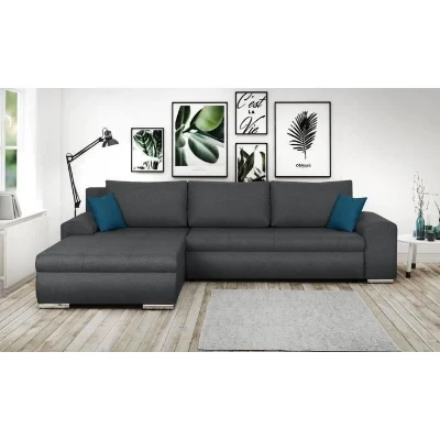 Canapé d'angle convertible réversible 5 places Indian - Tissu gris foncé - L 289 x P 94/188 x H 88 cm
